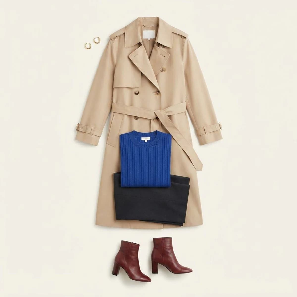 Visible garments from outfit 1 extracted into an ecommerce flatlay